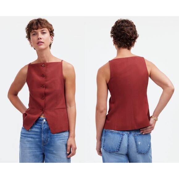 Madewell Rust Button-Front Top - Picture 1 of 9